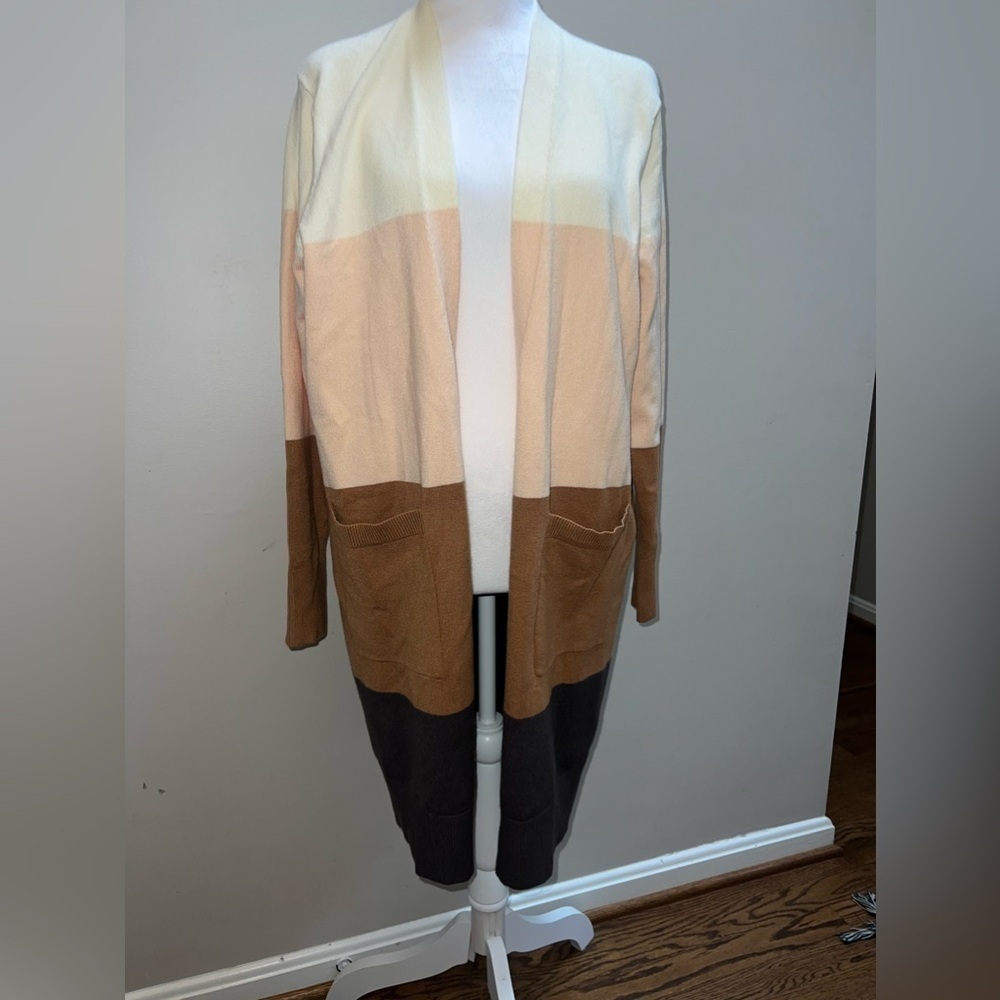 Mod Boutique Color Block Long Cardigan